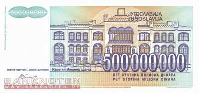 Jugoslawien - 500 Millionen Dinara - Ersatzbanknote (#134R_UNC)