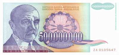 Jugoslawien - 500 Millionen Dinara - Ersatzbanknote (#134R_UNC)