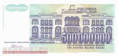 Jugoslawien - 500 Millionen Dinara (#134_UNC)