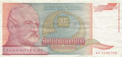 Jugoslawien - 500 Milliarden Dinara (#137a_VF)