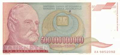 Yugoslavia - 500 Billion Dinara (#137a_XF)