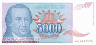 Jugoslawien - 5.000 Dinara (#141a_UNC)