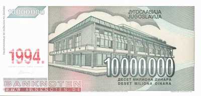 Yugoslavia - 10 Millionen  Dinara (#144a_UNC)