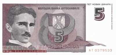 Yugoslavia - 5  Dinara (#148_UNC)