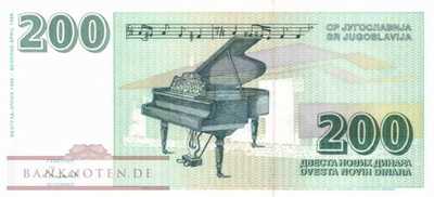 Jugoslawien - 200  Dinara - nicht ausgegeben (#152A_UNC)