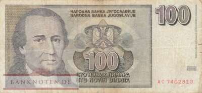 Jugoslawien - 100  Dinara (#152_F)