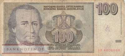 Jugoslawien - 100  Dinara (#152_VG)