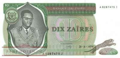 Zaire - 10  Zaires (#024a_UNC)