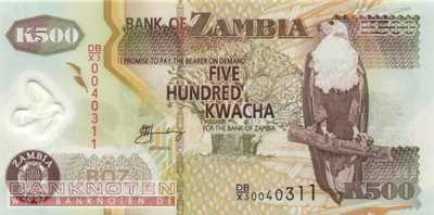 Sambia - 500  Kwacha - Ersatzbanknote (#043bR_UNC)