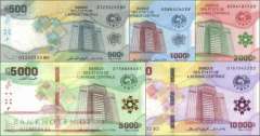 Central African States: 500 - 10.000 Francs (5 banknotes)