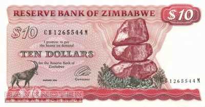 Zimbabwe - 10  Dollars (#003e_UNC)