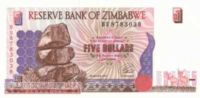 Zimbabwe - 5 Dollars (#005b_UNC)