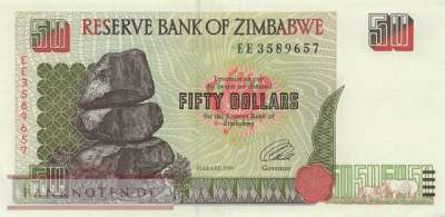 Zimbabwe - 50  Dollars (#008_XF)