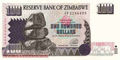 Zimbabwe - 100  Dollars (#009_UNC)