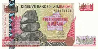 Zimbabwe - 500  Dollars (#010_UNC)