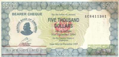 Zimbabwe - 5.000  Dollars (#021d_VF)