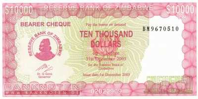 Zimbabwe - 10.000 Dollars (#022e_UNC)