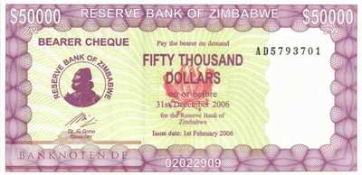 Zimbabwe - 50.000  Dollars (#030_UNC)