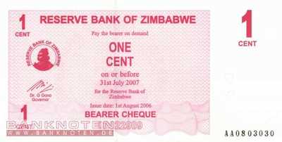 Zimbabwe - 1  Cent (#033_UNC)