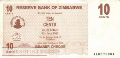 Zimbabwe - 10  Cents (#035_AU)