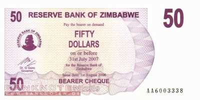 Zimbawe - 50  Dollars (#041_UNC)