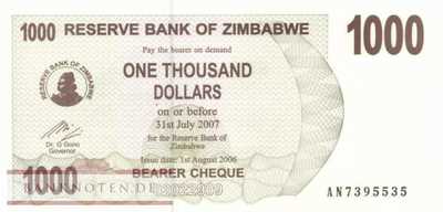 Zimbabwe - 1.000  Dollar (#044_UNC)