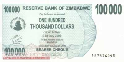 Zimbabwe - 100.000  Dollar (#048b_UNC)