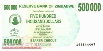 Zimbawe - 500.000  Dollars (#051_UNC)