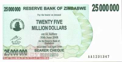 Zimbabwe - 25 Millionen Dollars (#056_UNC)