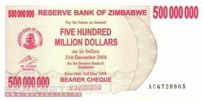 Zimbabwe - 500 Millionen Dollars (#060_UNC)