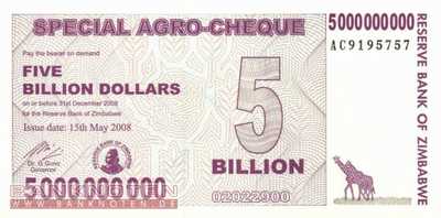 Zimbawe - 5 Billion Dollars (#061_UNC)