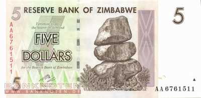 Zimbabwe - 5  Dollars (#066_UNC)