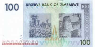 Zimbabwe - 100  Dollars - Ersatzbanknote (#069R_UNC)