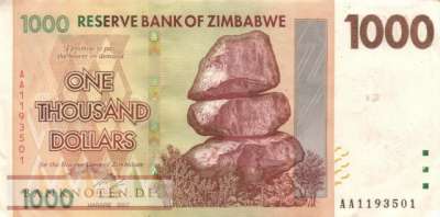 Zimbabwe - 1.000  Dollars (#071_AU)