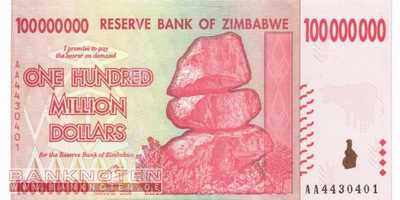 Zimbabwe - 100 Million Dollars (#080_UNC)