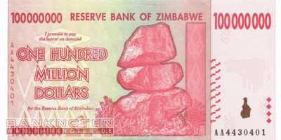 Zimbabwe - 100 Million Dollars (#080_UNC)
