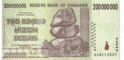 Zimbabwe - 200 Millionen Dollars (#081_UNC)