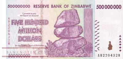 Zimbabwe - 500 Million Dollars (#082_UNC)