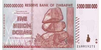 Zimbabwe - 5 Milliarden Dollars - Ersatzbanknote (#084R_UNC)