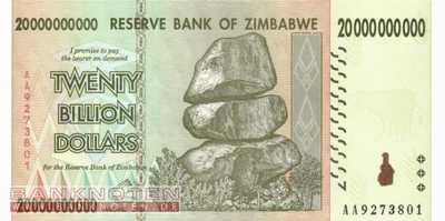 Zimbabwe - 20 Billion Dollars (#086_UNC)