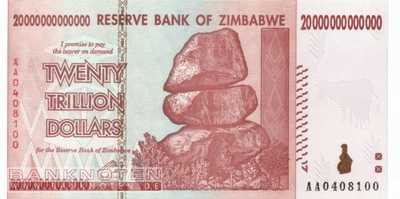 Zimbabwe - 20 Trillion Dollars (#089_UNC)