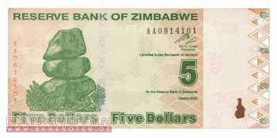 Zimbawe - 5  Dollars (#093_UNC)