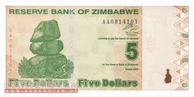 Zimbabwe - 5  Dollars (#093_UNC)