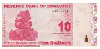 Zimbabwe - 10  Dollars (#094_UNC)