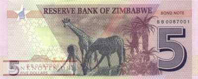 Zimbabwe - 5  Dollars (#100a-2_UNC)