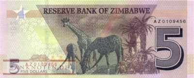 Zimbabwe - 5  Dollars - Replacement (#102aR_UNC)