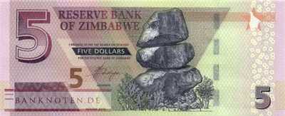Zimbabwe - 5  Dollars - Replacement (#102aR_UNC)
