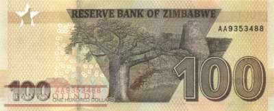 Zimbabwe - 100  Dollars (#106a_UNC)