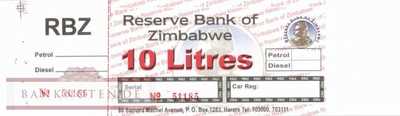Zimbabwe - 10  Litres - Fuel Coupon (#912_UNC)