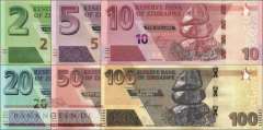 Zimbabwe: 2 -100 Dollars (6 banknotes)